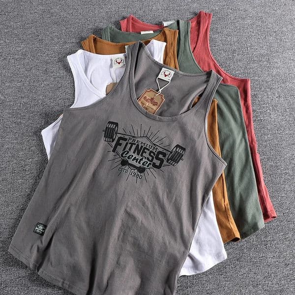 Summer American Retro Sleeveless Oneck Printed Tshirt Mens Fashion 100 Cotton Washed Old Casual Sports Vest Tops 260519