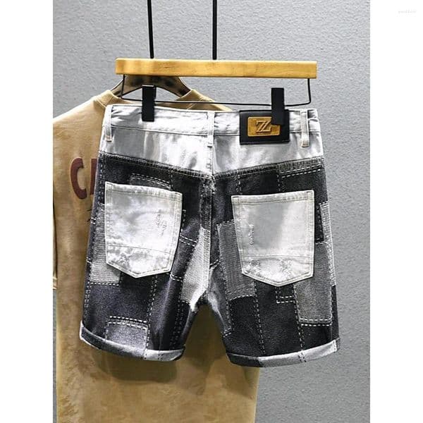 Men's Jeans Fashion Men Light Blue Ripped Denim Short Man Vintage Stretch Casual Trendy Shorts Quality Straight 38