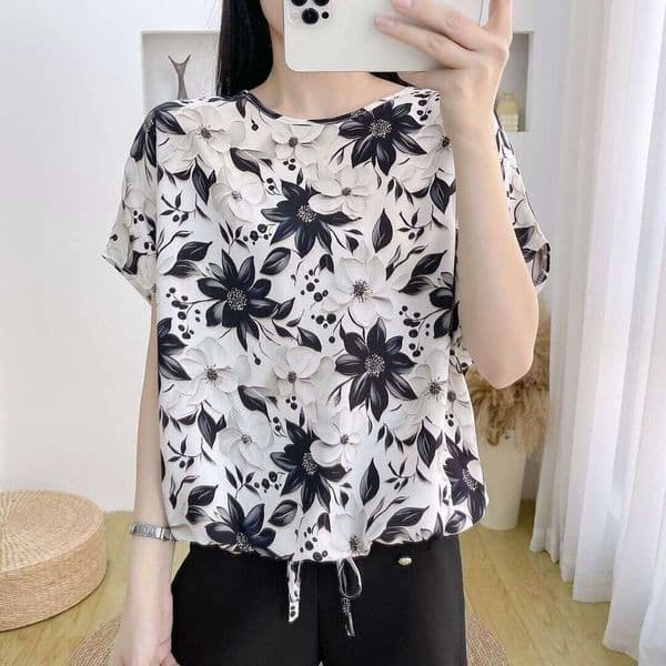 Special Offer Women's T-Shirt Tops, Casual Cotton Silk Summer Short-Sleeve Clothing, Mother's Shirt With Bat Sleeves