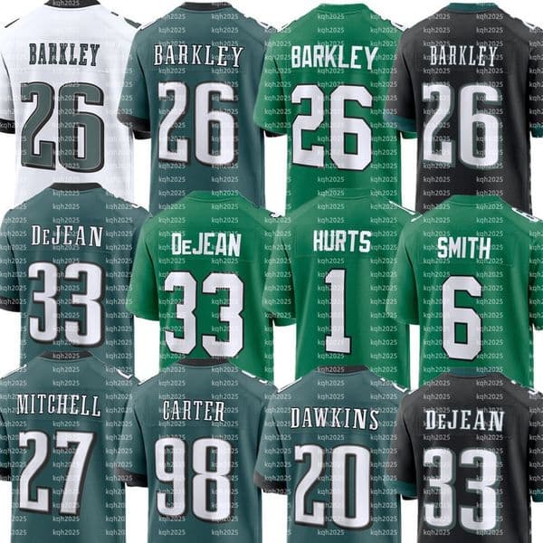 Makai Lemon Saquon Barkley Cooper DeJean AJ Brown DeVonta Smith Jalen Hurts Jihaad Campbell Eli Stowers Brian Dawkins Nolan Smith Jr Jalen Carter Football Jersey