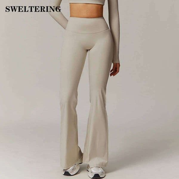 Yoga Flared Women Fitness Bell-bottoms Trousers High Waist Pants Stretch Gym Workout Sports Push Up Leggings 26W0519