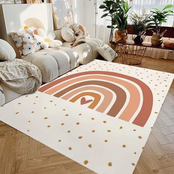Kawaii Rainbow Pattern Carpet for Childrens Room Cute Area Rug Home Decoration Non-slip Doormat Bedside Floor Washable Mat L260519