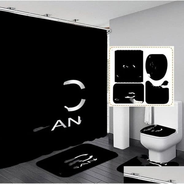 Designer Shower Curtains New Designer Trendy Waterproof Ins Toilet Seat Cushion h Carpet Bath 4 Pieces Set Bathroom Accessories Wholesale Drop D Ot2vs B5 Free 1 021