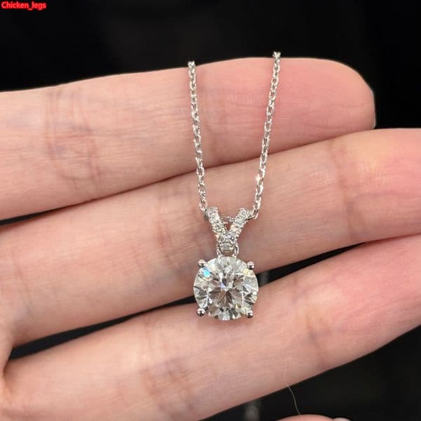 IGI DEF VS1 VVS Round Cut 2CT Lab Grown Diamond 18k White Gold Lab Grown Verified Diamond Pendant Necklace Man Made Diamond