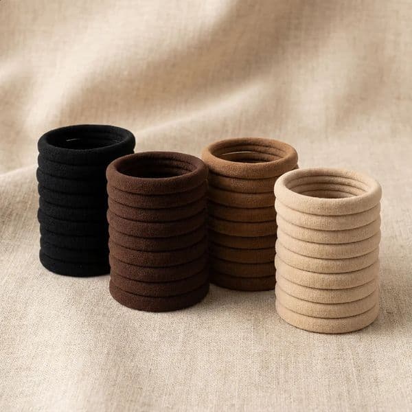 Everyday Gentle Hair Ties Set of 50 Breathable Fabric Bands for Smooth Styling Neutral Colors 260509
