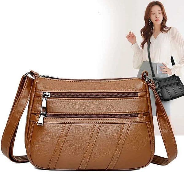 Stylish Soft PU Leather Texture Womens Bag Single Shoulder Bag Fashion Casual Multi Layer Large Capacity Single Crossbody Bag H260519
