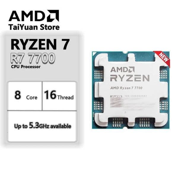 AMD Ryzen 7 7700 R7 7700 38 GHz 8-Core 16-Thread CPU 5NM L332M 100-000000592 Socket AM5 Tary New but without cooler