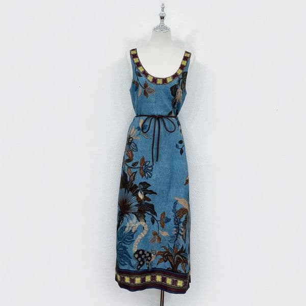 Australia's Hidden Linen Jungle Print Off-Shoulder Dress 2026 New Arrival Casual Resort Long Skirt for Women yiyi