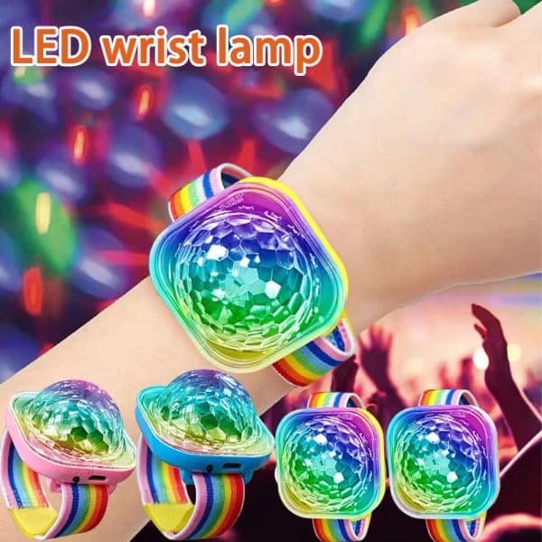 Portable Wearable Wrist Ambient Stage Light Rechargeable LED Colorful Sound Control Lamp for Disco KTV Home Party Bar