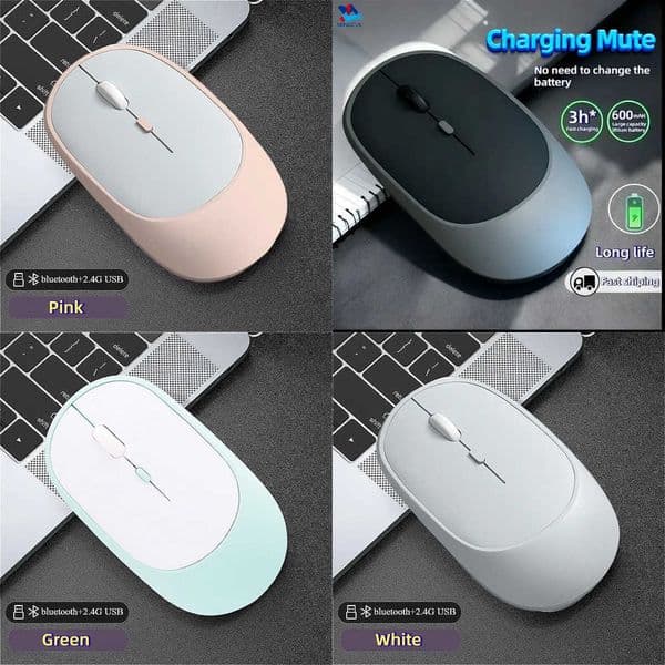MINGCVIL Wireless Mouse Bluetooth USB Silent Mice Adjustable DPI Ergonomic Design Rechargeable Gaming Mouse For Tablet Z260519MEU1