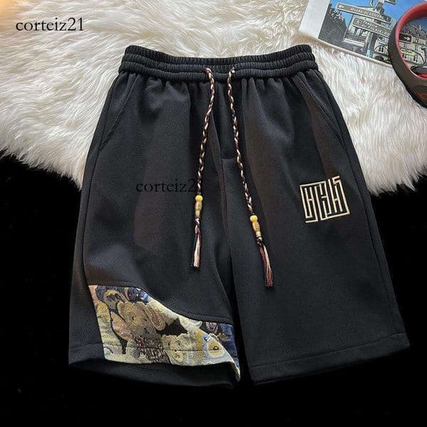 American retro heavy-duty men's shorts, new summer design, niche style, patchwork, loose fit, 2026 casual men's shorts 4ee