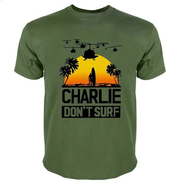 Charlie Dont Surf tshirt man Apocalypse Now Film Movie men t-shirt Fashion cotton tee-shirt 260519