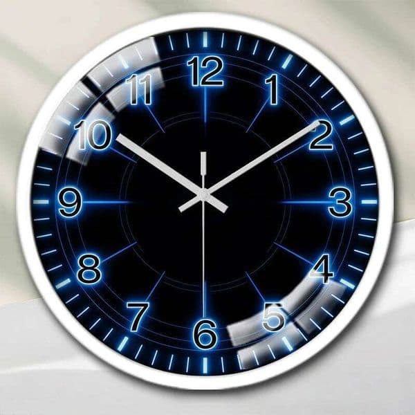 Neon Blue Digital Cartoon Round Silent Hanging Wall Clock, Suitable For Living Room,School,Study Room, Bedroom, Children's Gifts W260519