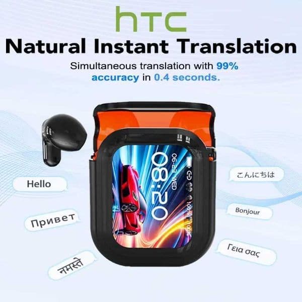 Translator HTC NE20 New Bluetooth 60 Wireless Headphones Translation Earphones IPX4 Waterproof Rating Long Battery Life Z260519