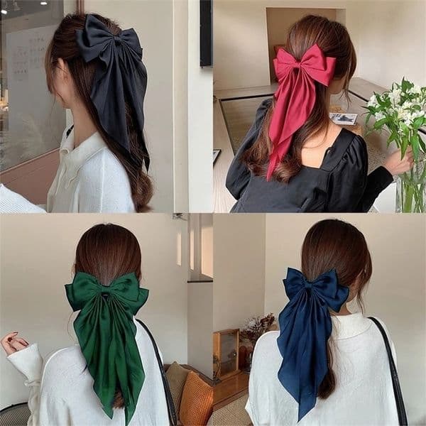 Fashion Women Red Bow Knot Fabric Hair Clip Korean Style Long Ribbon Butterfly Accessories y260518