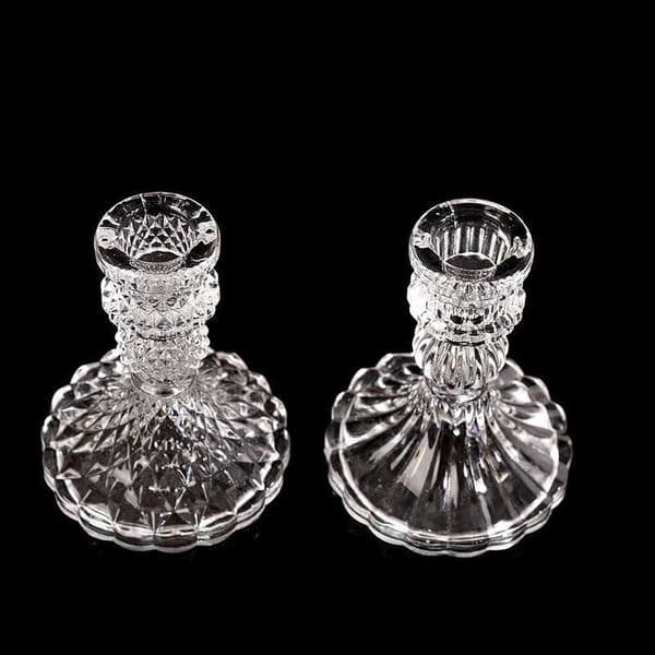 Vintage Glass Clear Candlestick Dinner Candle Holder Home Wedding Decorations L260519