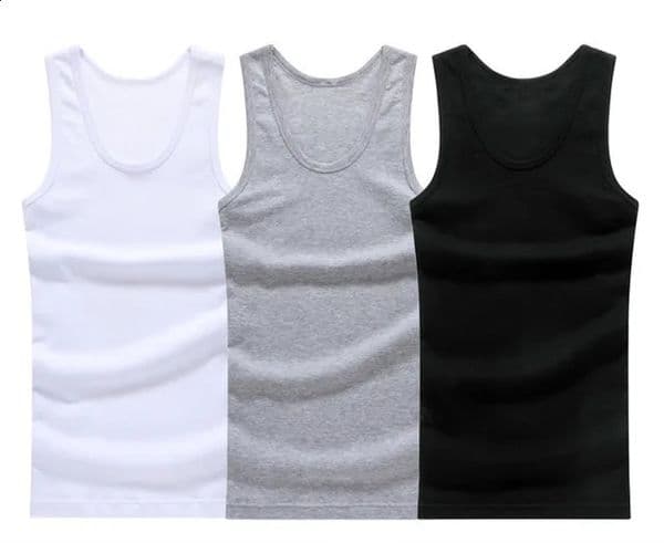 3pcslot Cotton Mens Underwear Sleeveless Tank Top Solid Muscle Vest Undershirts O-neck Gym clothing T-shirt mens vest Male 4XL 260519