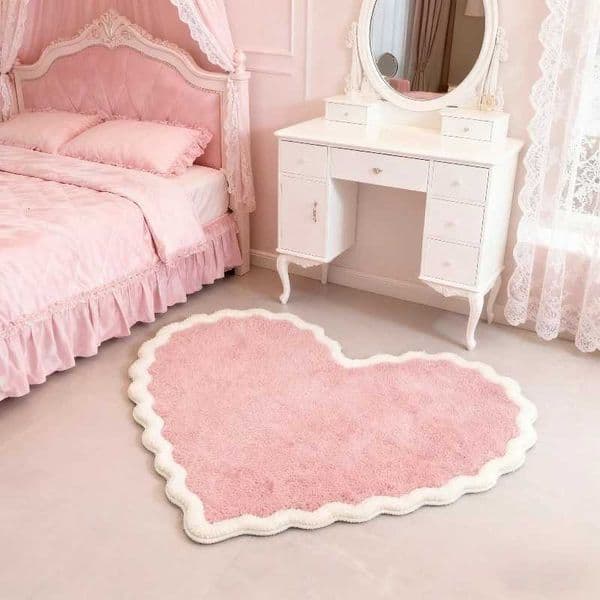 VIKAMA Pink Irregular Heart Shaped Rug Plush Soft Bedside Rug For Bedrooms Girly Room Decor Rug Home Decoration CarpetJ260519