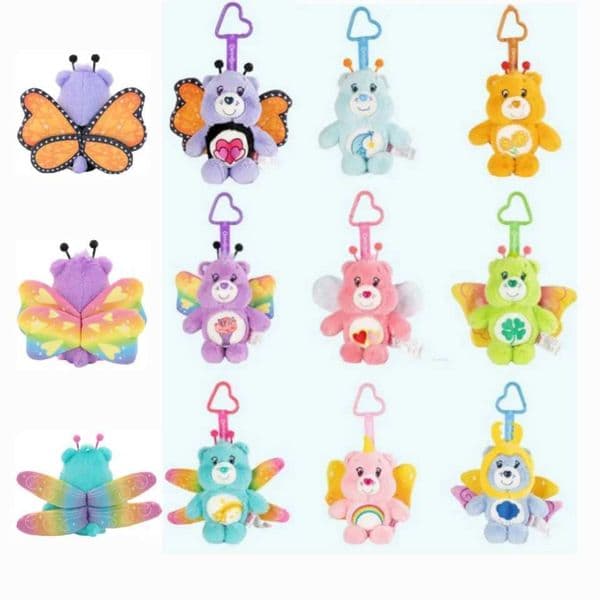 Care Bears 15cm Insect Wing Plush Keychain Soft Stuffed Bear Pendant Bag Charm for Backpack Key Ring Birthday Party Decor Gift L260518DP30