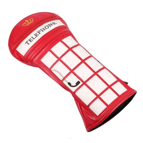 Telephone Booth Design Leather Patch Golf cover for 460CC Driver Cover 26Y0519