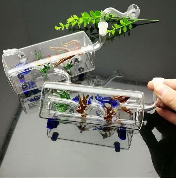 New Glass Smoking pipes hookah Oil Burner Pipes Smokings Classic square tube dragon pot comes with free accessories