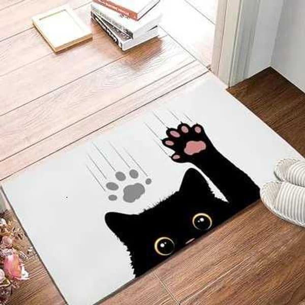 Simple Black and White Cat Welcome Doormat Black and White Cat Entry Door Mat Bedroom Kitchen Home Decoration Door Mat L260519