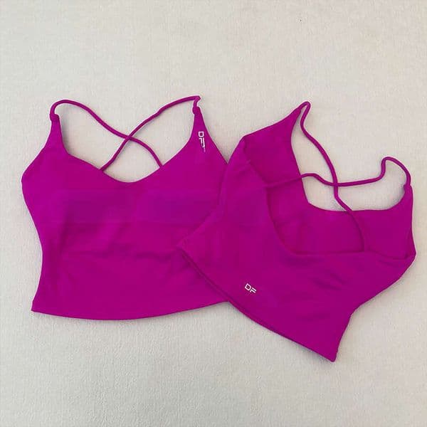 Designer Bra Dfyned Dyfne Gym High Elasticity Full Matte Nylon Lycra Navel Revealing Seamless Fitness Tank Back Designer Beautiful Back Fitness Suit