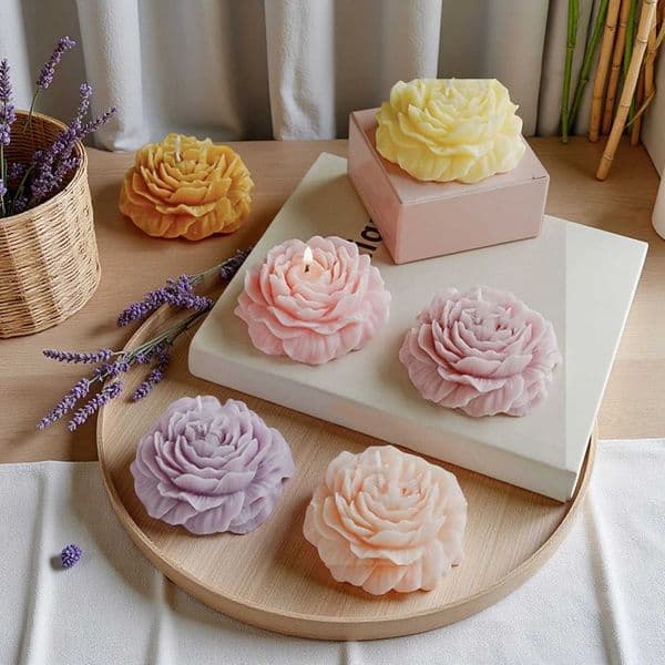 1pc Handmade Peony Flower-Shaped Scented Candle with Long-Lasting Fragrance for Home Decor Relaxation Ideal for Bedroom/SpaJ260519