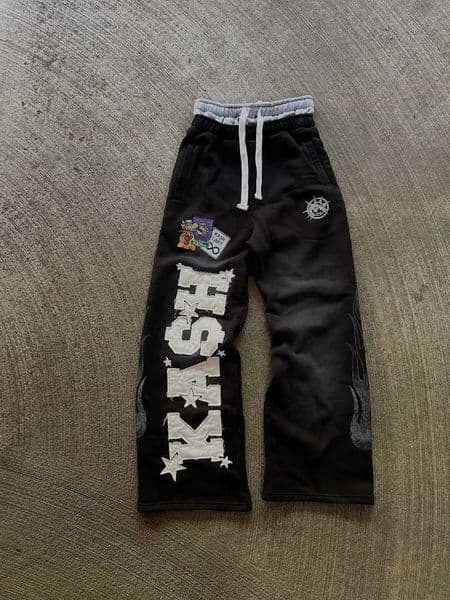 High Street Trendy Pants High Street Ins Trendy Brand Mens and Womens Loose Straight Tube Embroidered Printed Casual Pants Q260519