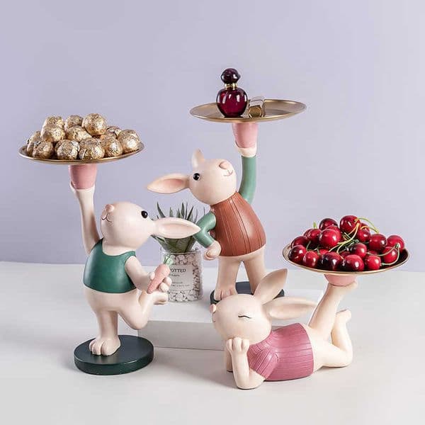 Nordic Creative Cute Rabbit Tray Ornament New Home Gift Key Jewelry Storage Entryway Decoration L260519L9L0