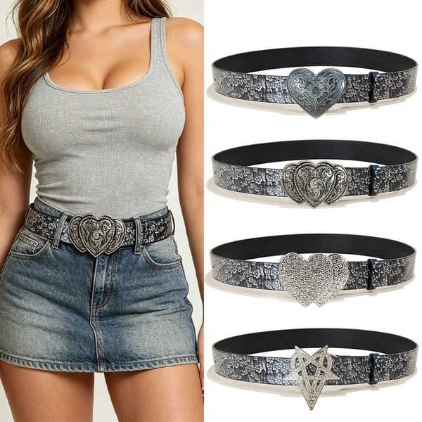 Heavy Duty Punk Belt Men Women Y2K Inlaid Rhinestone Stars Bright Flash Gothic Air Eye Hollowed Vintage Jeans Waistbands Z260519