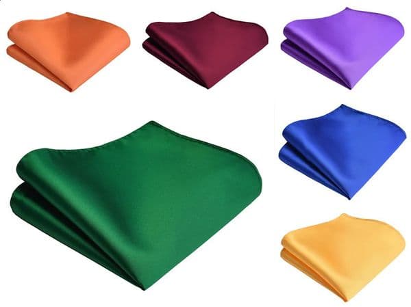 GUSLESON Fashion Mens Smooth Waterproo Red Black Blue Silk Handkerchiefs Solid Pockets Square Handkerchief Wedding Hankies Gift 260506