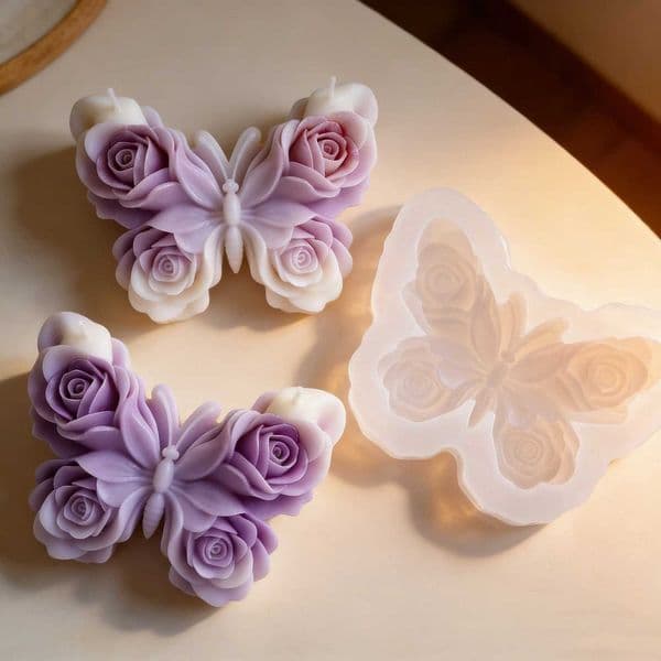 3D Butterfly Flower Candle Silicone Mold DIY for Aromatherapy Soap Plaster Wax Handmade Craft Home Decor GiftJ260519