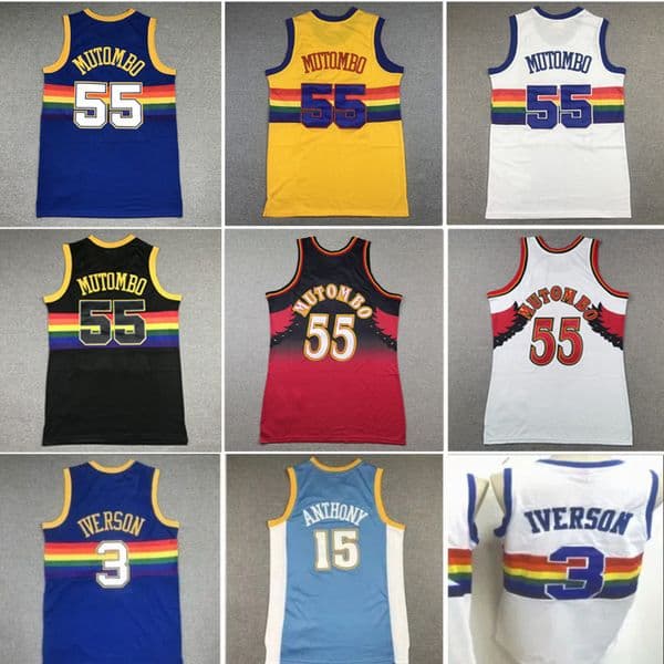 Stitched Dikembe Mutombo Basketball Jerseys Allen Iverson Carmelo Anthony Classic Retro embroidery Jersey Men vintage