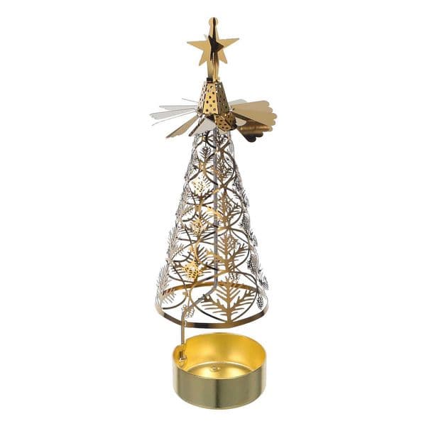 Rotating Christmas Tree Candle Holder Metal Tealight Carousel Tealight Holder For Table Centerpiece Xmas Candle Spinner Decor L260519