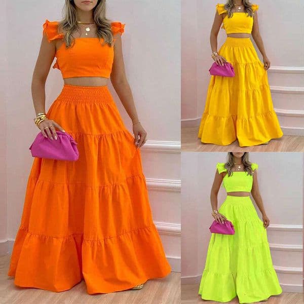 Women's Clothing Sexy Daily Casual Solid Color Patchwork Strap Dress Set
