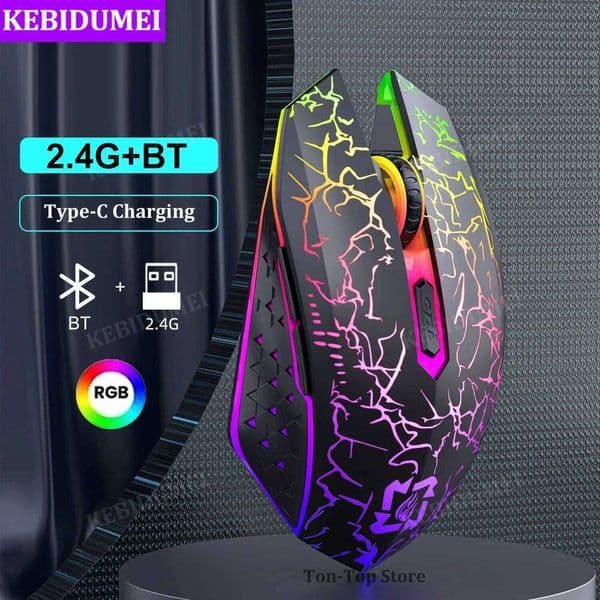 BT 5.2 Wireless RGB Gaming Silent Rechargeable 800-1200-1600 DPI Mouse Mice for PC Laptop Macbook 26Y0519