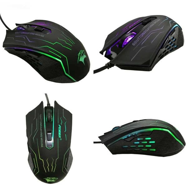 New HOT Silent Click USB Wired Gaming Mouse 6 Buttons 3200DPI Mute Optical Computer Mouse Gamer Mice for PC Laptop Notebook Game Z2605194CBO