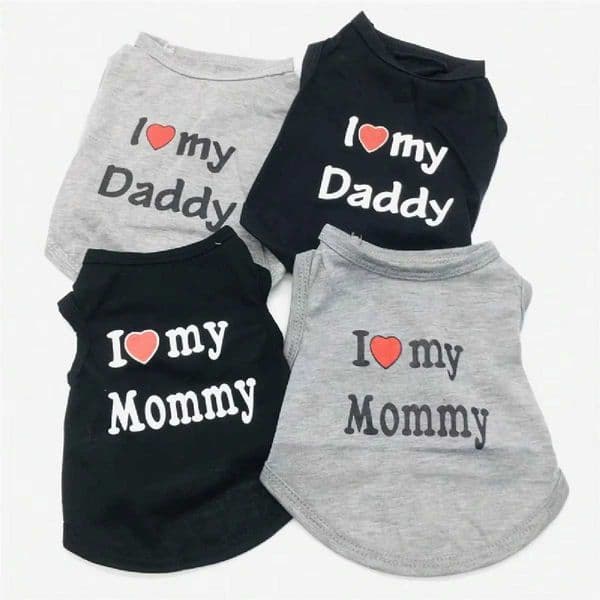 Pet Dog Vest T-Shirt I Love My Daddy Mommy Vest Gift Costume Clothes for Small Puppy Cat Kitten Yorkshire Chihuahua PoodleR260519