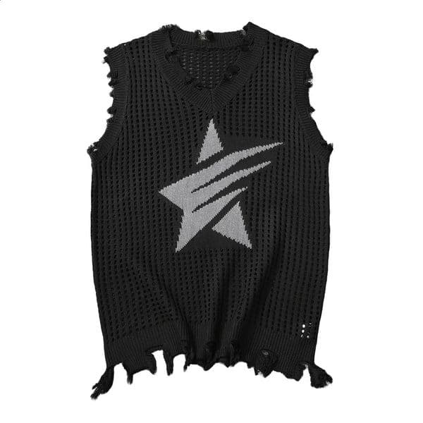 Mens Knitted Vest Summer Fashion Star Pattern Mesh Vest Casual Sleeveless Breathable Woolen Knit Ves Soft Top Men US Size 260519