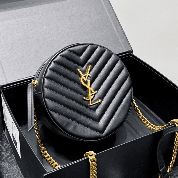 Luxury Caviar Texture Round Bag Stylish Mini Circle Bag Fine Leather Neat Seam Craft Classic Grain Finish With Metal Chain Ladies Shoulder Bag Easy Carry Hand Purse 88