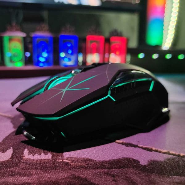HXSJ 2025 New 24G Wireless Gaming Mouse Ergonomic 7-Key Optical Mouse with Colorful Backlight USB-C Charging for laptop Mac Z260519