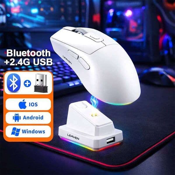 Wireless Bluetooth Gaming Mouse Dual Mode USB Rechargeable Ergonomic Mechanical Backlight Design for Laptop PC Computer Gamer W260519