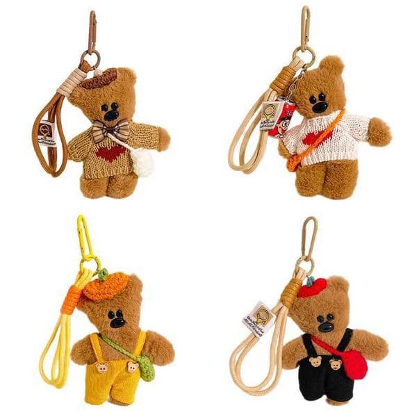 Brown Bear Plush keychain Luxury Bag Charm Cute Bear Keychain for Purse Handbags Bag Accessories Car Charms Teddy Bears Key Ring L260518V9HK