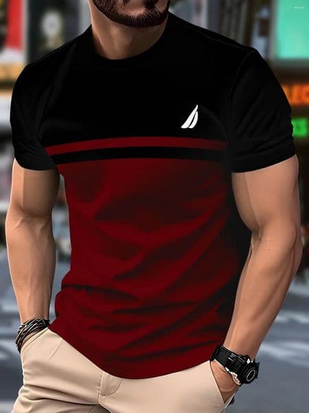 Men's T Shirts Novelty 3D Crew Neck T-Shirt Casual Polyester Knit Fabric With Slight Stretch Regular Fit