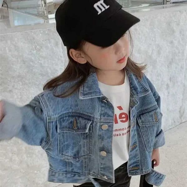 Girls Spring and Autumn New Denim Jacket Korean Loose Fashion Baby Jacket Short Children Neutral Cool All-match Coat L260519KF66