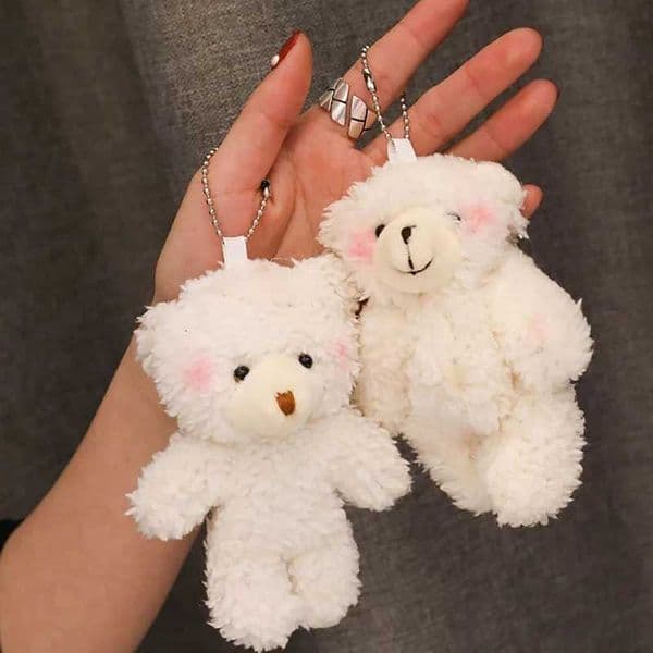 brand New Cute baby bear teddy bear plush doll bag accessories women keychain car pendant key chain Bag Pendant white L260518TIG8
