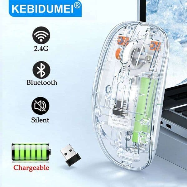 KEBIDUMEI Wireless Dual Mode BT 500mAh Rechargeable Silent Mouse Office Mice for Laptop Macbook 26Y0519