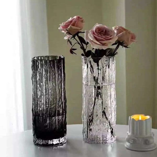 European Glacier Glass Transparent Arrangement High Grade Living Room Dining Table Ornament Dried Flower Vase 26W0519