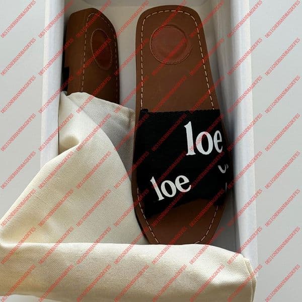 Flat Slides Sandles For Womens Famous Sandals Designer Women Luxury Canvas Slippers Summer Wearing Ladies Beach Shoes Woman Flat Flip Flops Lady Slide Size 35-42